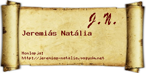 Jeremiás Natália névjegykártya